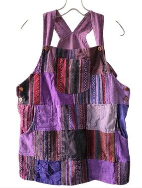 Culture Shop Boho Purple Patchwork Overall Dress Size Small